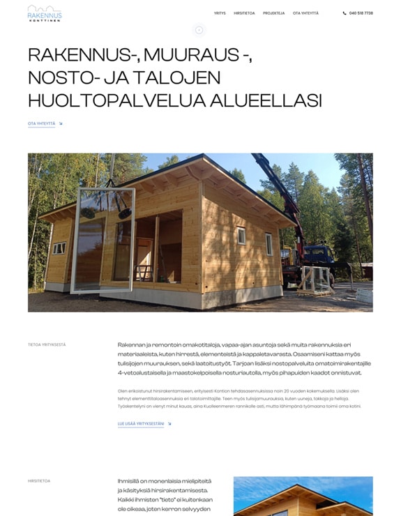 Rakennus Konttinen, WordPress kotisivujen uudistaminen.