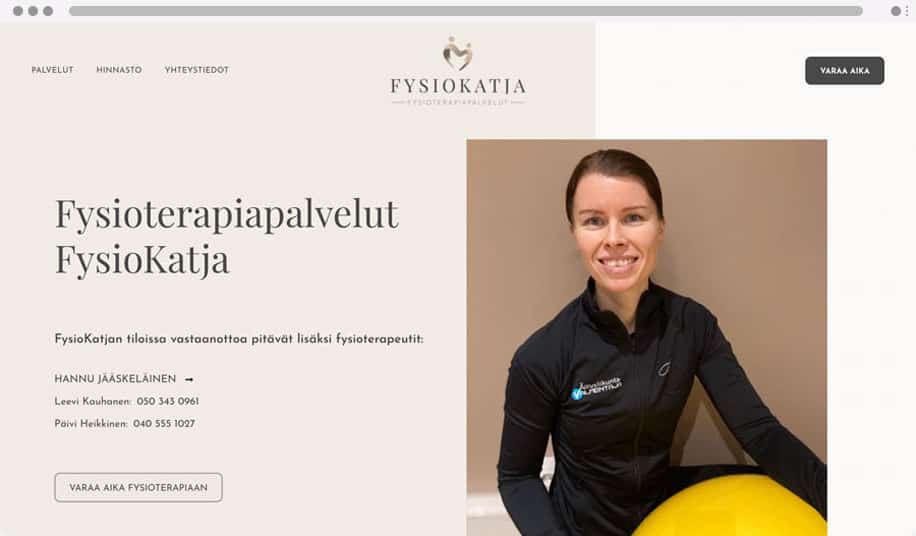 Fysiokatja - WordPress kotisivut yritykselle
