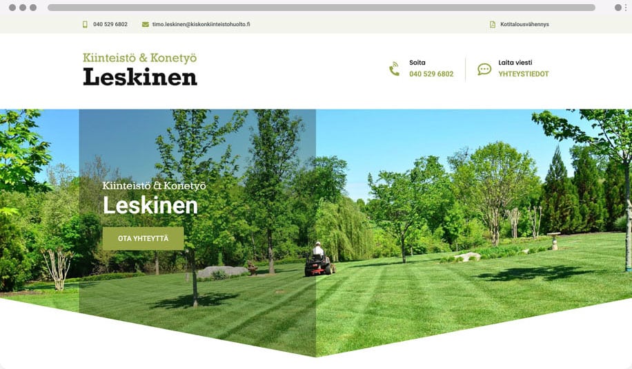 Kiinteistö & Konetyö Leskinen - WordPress kotisivut yritykselle