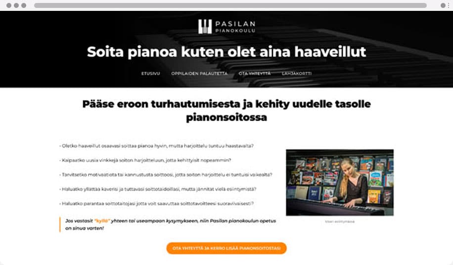 Pasilan pianokoulu - WordPress kotisivut yritykselle