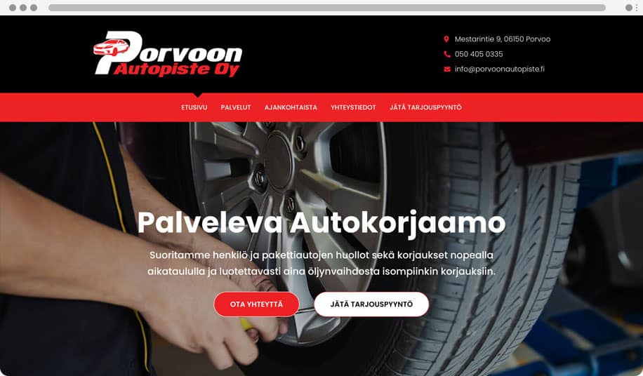 Porvoon Autopist - WordPress kotisivut yritykselle