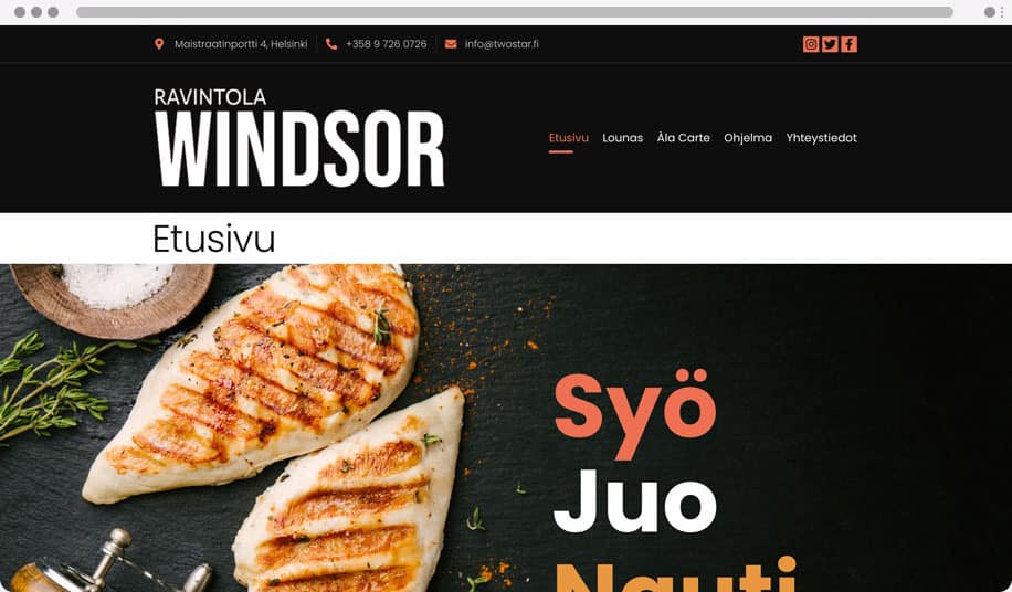 Ravintola Windsor - WordPress kotisivut yritykselle