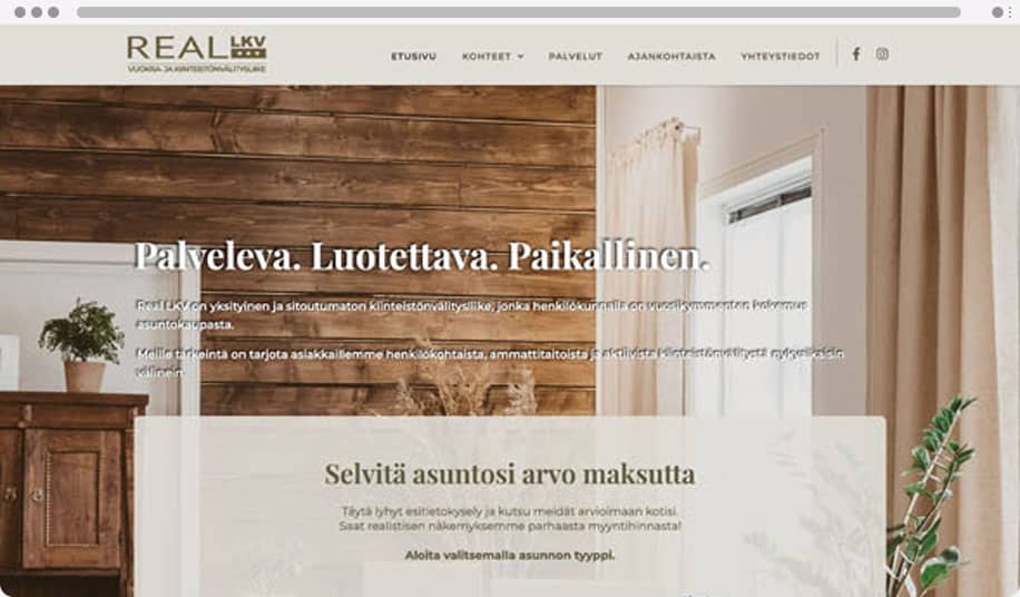 Real LKV - WordPress kotisivut yritykselle