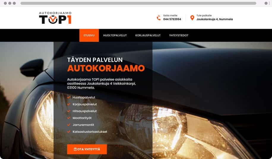 Autokorjaamo TOP1 - WordPress kotisivut yritykselle