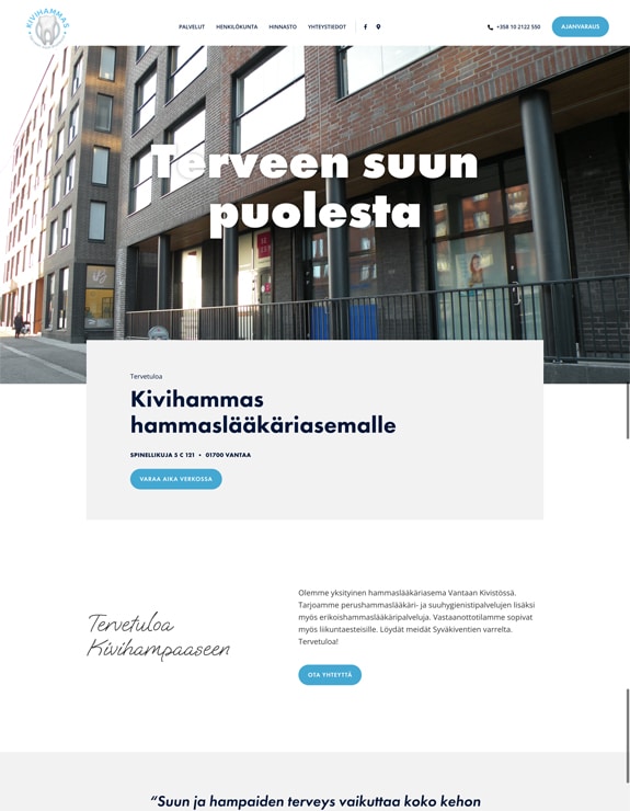 Hammaslääkäriasema Kivihampaan kotisivu-uudistus