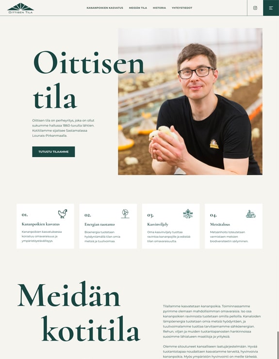 Modernit kotisivut yritykselle Oittisen Tila